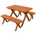 Kunkle Holdings LLC Pine 4 Cross-Leg Picnic Table with 2 Benches Redwood Stain