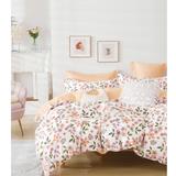 Blooming Glowed Pink Yellow Floral 100% Cotton Reversible Comforter Set