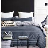 Gauggin Navy Blue Striped 100% Cotton Reversible Comforter Set