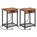 Nightstands Set of 2, End Table with Charging Station & USB Ports, 2 Tier Narrow Side Tables Bedroom with Storage Shelf