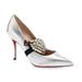 Gucci Shoes | Gucci Virginia With Removable Crystal Hearts Pumps | Color: Silver | Size: 8