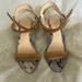 Jessica Simpson Shoes | Jessica Simpson Suede And Python Open Toe Strap Heels | Color: Tan | Size: 8