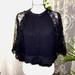 Zara Tops | 3/$15 Zara Lace Black Top Half Sleeve | Color: Black | Size: S