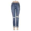 Joe's Jeans Jeans - Super Low Rise Skinny Leg Denim: Blue Bottoms - Women's Size 25 - Distressed Wash