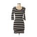 XXI Casual Dress - Bodycon Scoop Neck 3/4 sleeves: Black Color Block Dresses - Women's Size Small