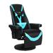 Inbox Zero Queen Throne Video Gaming Chair Ergonomic Recliner, High Back Swivel Chair w/ Footrest, Backrest in Blue/White/Black | Wayfair