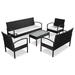 Red Barrel Studio® 5 Piece Outdoor Sofa w/ Coffee Table Poly Rattan Glass in Black | 29.5 W x 15.7 D in | Wayfair 7662B4C9F6F14ECB8BAA7B3E48A8CFB1