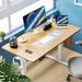 Latitude Run® Jakyb Standing & Height-Adjustable Desks Wood/Metal in White/Brown | 39.37 W x 23.62 D in | Wayfair 8CF53002018A4000BA34F459943D7E48