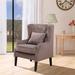 Wingback Chair - Rosdorf Park Janais 29.53" Wide Upholstered Tufted Wingback Chair, Cuddle Cushion, Pine Wood Wood/Velvet/Fabric in Gray | Wayfair