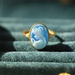 Bague de beauté en Agate colorée plaquée or 18 carats, bague de beauté Vintage pour femmes et