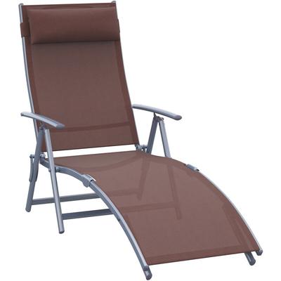Outsunny - Sonnenliege klappbar Strandliege mit Kissen Liegestuhl mit 7-Fach verstellbare Image