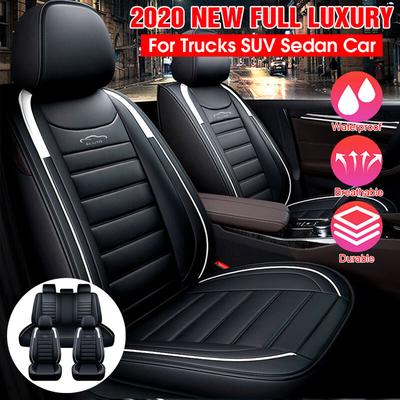 Eluto 5 Sitze Universal Autositzbezug Luxus pu Leder Sitzkissen Vollbezug (Weiß 11 Stück) Image