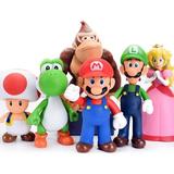 6pcs/Set Super Mario Figures Childrenâ€™s Toy - Mario & Luigi Figurines â€“ Yoshi & Mario Bros Action Figures Mario PVC Toy Figures