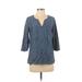 Lands' End 3/4 Sleeve Blouse: Blue Tops - Women's Size 4