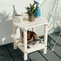 LovoIn Patio Garden Side Table With 2 Layer Storage Outdoor End Tables for Your Adirondack Chair - White