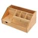 Boluotou Bamboo Desk Organizer with Drawer Wood Desktop Storage Box Pen Holder 7 Grids Storage Caddy for Home Office