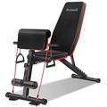 Bocianelli Exercise Machines Adjustable Weight Bench 400lbs Capacity Folding Bench with Elastic Ropes