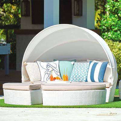 Baleares Daybed in White - Quick Dry, Leaf - Frontgate