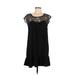 Elle Casual Dress - Shift Scoop Neck Short sleeves: Black Print Dresses - Women's Size Medium