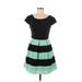 B. Darlin Casual Dress - Fit & Flare: Black Stripes Dresses - Women's Size 9