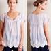 Anthropologie Tops | Anthropologie Vanessa Virginia Blue Embroidered Striped Peasant Top - Size M | Color: Blue/White | Size: M
