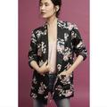 Anthropologie Jackets & Coats | Anthropologie Ett Twa Floral Satin Blazer | Color: Black/Pink | Size: Mp