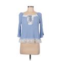 Crave Fame By Almost Famous 3/4 Sleeve Blouse: Blue Tops - Women's Size Medium