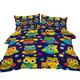 BlessLiving Owl Bedding Set Super King-Size Size Colorful Cartoon Owls Duvet Cover for Kids Boys Girls Cute Stars Quilt Cover Navy Blue 3 Piece Teens Bedspread Cover