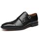 La Milano Mens Double Monk Strap Slip on Loafer Cap Toe Leather Oxford Formal Business Casual Comfortable Dress Shoes for Men, Amy-1-black, 9.5