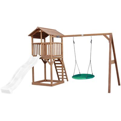 Spielturm AXI "Beach Tower", braun (braun, weiß), Spieltürme, KinderB:356,6cm H:241,9cm T:349cm, Holz, Kunststoff, mit Summer Nestschaukel und Rutsche, B:356,6cm H:241,9cm T:349cm