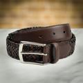 Dents Stretch Plaited Leather Belt - Brown & Navy - Small - can be Engraved or Personalised