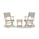 Set balcon table basse 40x40x45cm + 2 chaises beige textilene