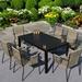 Corrigan Studio® Detroit Rectangular 6 - Person 62.99" Long Outdoor Dining Set w/ Cushions Wood/Plastic/Metal in Black/Brown | 62.99 W x 35.43 D in | Wayfair