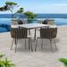 Corrigan Studio® Hitchin Square 4 Person 35.43" Outdoor Dining Set w/ Cushions Stone/Concrete/ in Brown/Gray/White | 35.43 W x 35.43 D in | Wayfair