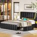 Ivy Bronx Massi Storage Platform Bed Wood & /Upholstered/Metal in Brown/Gray | 45.3 H x 62.2 W x 82.5 D in | Wayfair