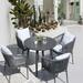 Corrigan Studio® Rosina Round 4 Person 35.43" Outdoor Dining Set w/ Cushions Metal in Gray | 35.43 W x 35.43 D in | Wayfair