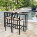 Costway 3PCS Outdoor Metal Bar Table & Chairs Set Patio Dining Table