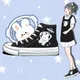 Amy and Michael Anime High Top Canvas Shoes Cute Girls Students Teens Flat Casual Sneakers