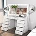 Boahaus Makeup Vanity Table, 11 Drawers, Mirror, Lights, Glass Top