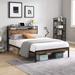 Queen Size Metal Platform Bed Frame w/ Wooden Headboard and Footboard