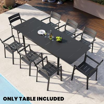 All-aluminum Outdoor Dining Table Extension for 6 or 8 Seats - 63"/94.5" L x 35.43" W x 29.76" H