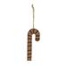 Antiqued Wooden Candy Cane Ornament - H - 6.50 in. W - 0.50 in. L- 2.50 in.