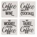 4/Set No Talkee Before Coffee Resin Coasters - 4" x 4" and .25" thick.