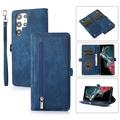 Flip Case Cover for Samsung Galaxy S21 Ultra Case Multi-Card Zipper Wallet Phone Case Leather Folio Flip Wallet Magnetic Wallet Case Phone Cover Case for Samsung Galaxy S21 Ultra Blue