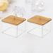 2PCS Transparent Cotton Swab Holder Acrylic Cotton Pads Dispenser Bamboo Cover Cosmetics Container Makeup Storage Holder