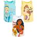 Disney Princess Moana Belle Cinderella Toddler Girls 3 Pack Tank Tops Toddler to Big Kid