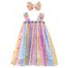 ZRBYWB Toddler Girls Dresses Sleeveless Rainbow Tie Dyed Star Sequin Tulle Ruffles Princess Dress Dance Party Dresses Clothes Party Dress