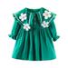 ZRBYWB New Girls Dresses Stereoscopic Flower Large Lapel Dress Fashion Pearl Pleated Dress Party Dress