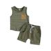 Karuedoo Toddler Baby Boy Summer Outfits Striped Sleeveless Tank Tops and Stretch Casual Shorts Set Newborn Clothes