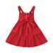 ZRBYWB Toddler Girls Dresses Casual Strap Dress Multiple Color Solid Color Sleeveless Button Front Belted Summer Camisole Dress Party Dress